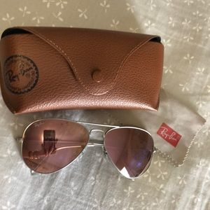 Pink Rayban Aviator Sunglasses w Case & Cloth